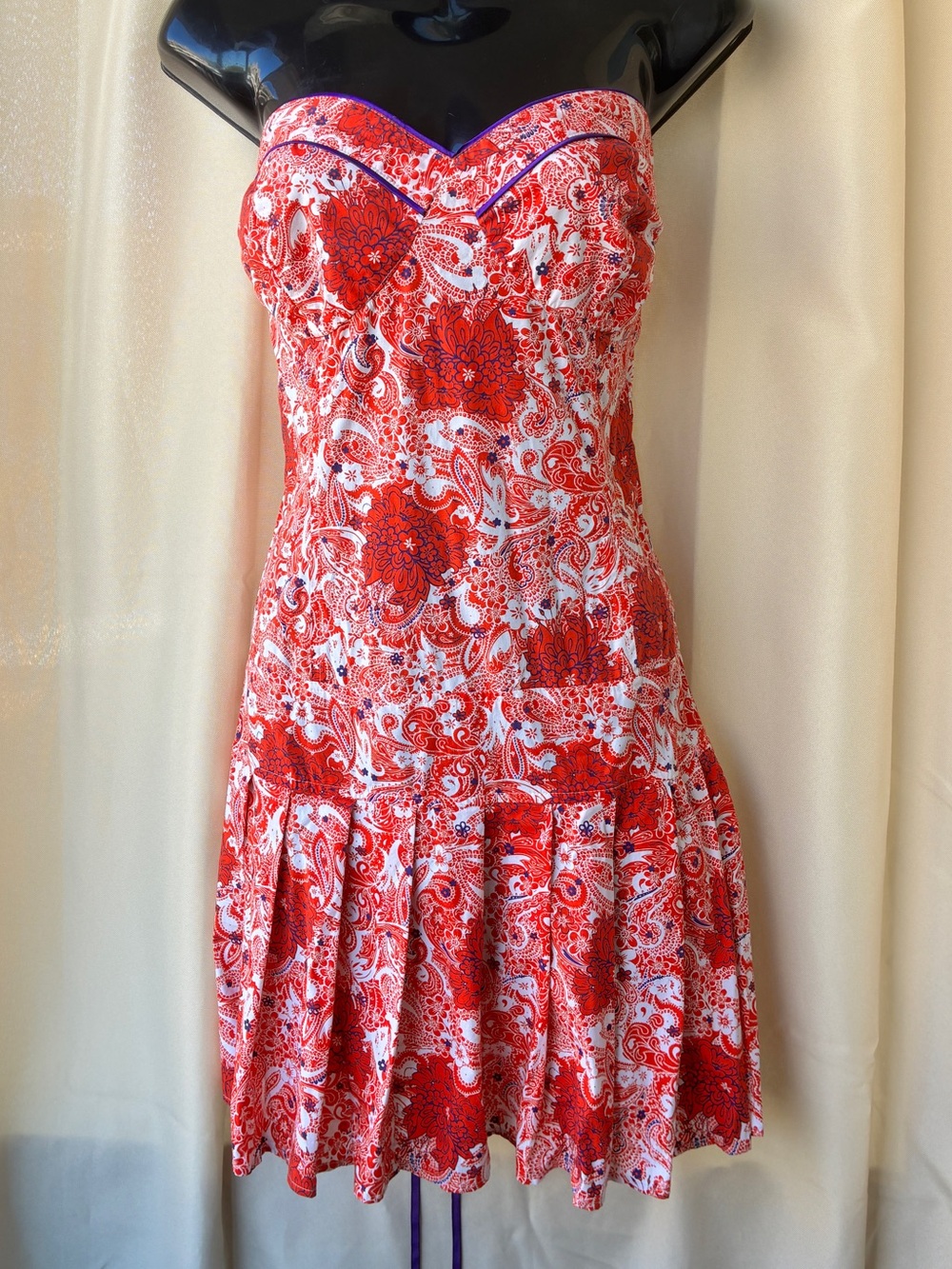 Y2K G by Guess XL Strapless Corset Lace Back Pleated Ruffle Mini Dress